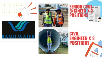 X5 Positions of Job Vacancies available at Rand Water | Apply before 29 December